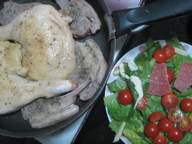 IMG 0095 - 鶏の骨付き腿肉とラムチョップのハーブソルト焼き