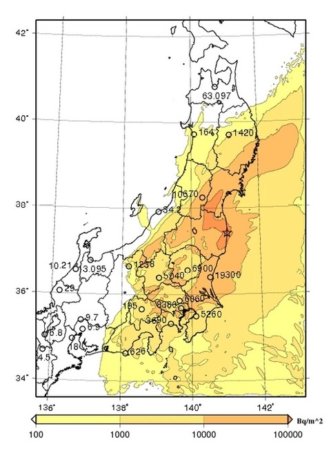 日本の放射性物質汚染マップ　BY SPEEDI